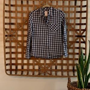 Patagonia navy gingham button down shirt